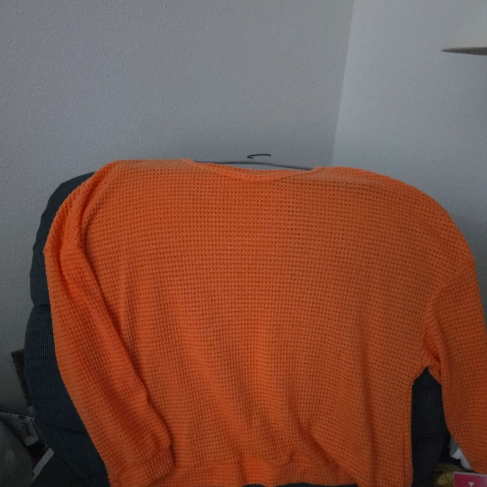 Orange Waffle Knit Womens Top